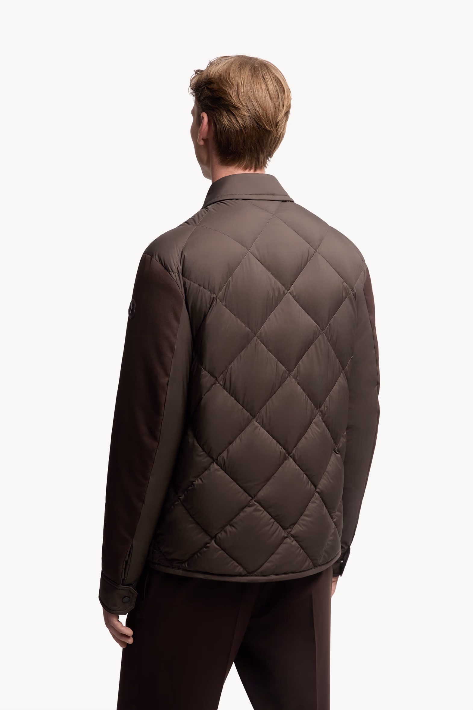 Aiguille Diamond-Quilted Down Shirt Jacket Men Brown Moncler 5